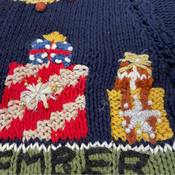 Vintage Hand Knit Embroidered Fall Winter Holiday Ugly Sweater Vest - Picture 5 of 13